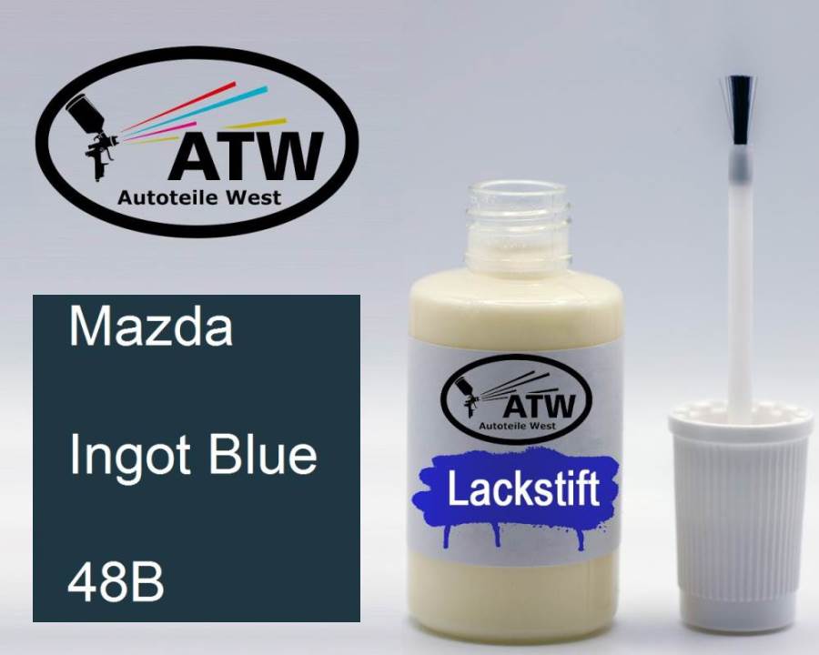 Mazda, Ingot Blue, 48B: 20ml Lackstift, von ATW Autoteile West.